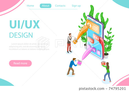 UI and UX design process Isometric flat vector. 74795201