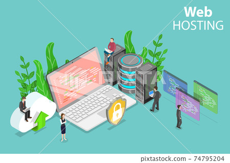 Web hosting service isometric flat vector concept. 74795204