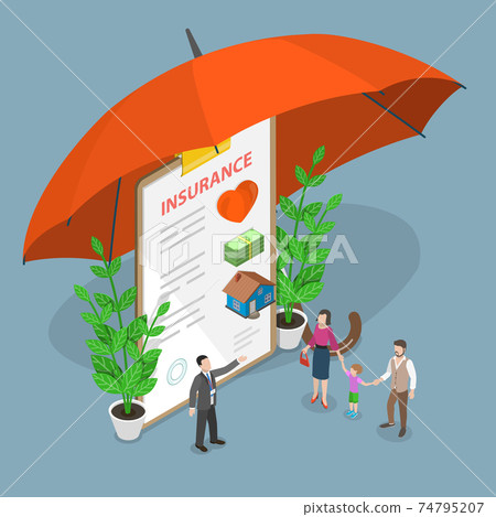 Insurance options isometric flat vector conceptual illustration. 74795207