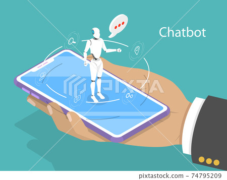 Customer support chatbot flat isometric vector concept. Customer support chatbot flat isometric vector concept. 74795209