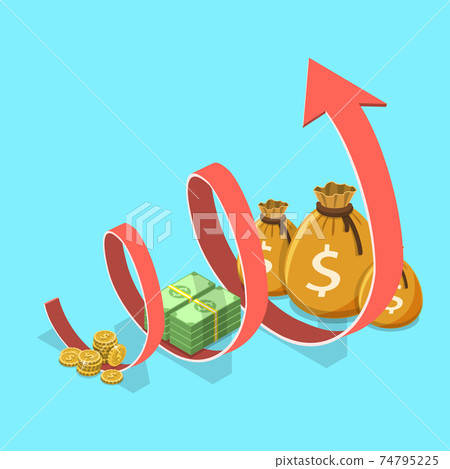 Concept of financial growth, business productivity, ROI, financial performance. 74795225