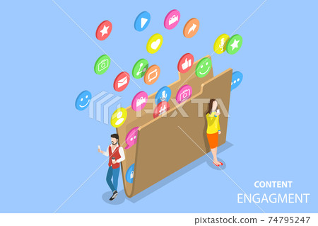 Customer engagement strategy isometric flat vector concept. 74795247