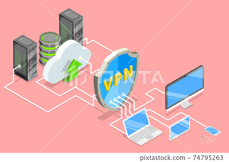 VPN protection isometric flat vector conceptual illustration. 74795263