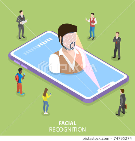 Biometric idetification flat isometric vector conceptual illustration. 74795274