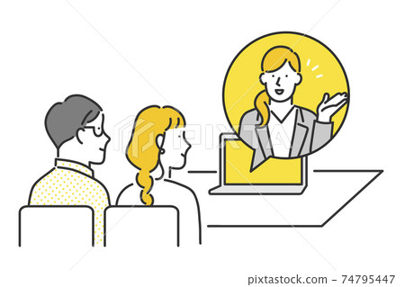 Business person who makes suggestions to customers online Business person who makes suggestions to customers online 74795447