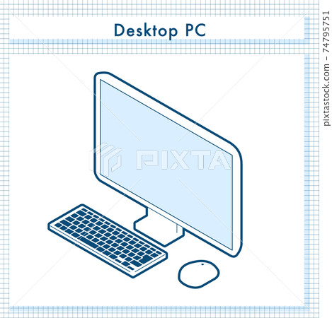 Simple vector illustration of desktop computer Simple vector illustration of desktop computer 74795751