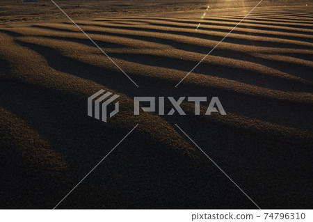 Evening view of the sandy beach Evening view of the sandy beach 74796310
