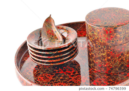 Tsugaru-Nuri茶罐,茶杯和茶匙 Tsugaru-Nuri茶罐,茶杯和茶匙 74796399