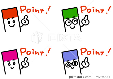 Point: An illustration of a sticky note character saying Point with a hand sign 74796845