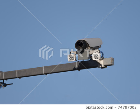 Security camera on blue sky background 74797002