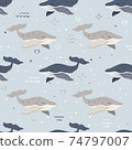 cute blue whales seamless pattern  74797007