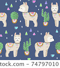 Cute alpaca seamless pattern 74797010