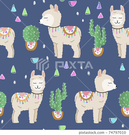 Cute alpaca seamless pattern Cute alpaca seamless pattern 74797010