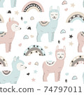 Cute alpaca seamless pattern 74797011