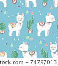 Cute alpaca seamless pattern 74797013