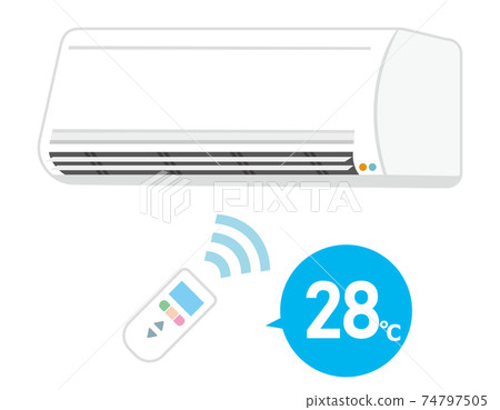Vector illustration of air conditioner and remote control Air conditioner 74797505