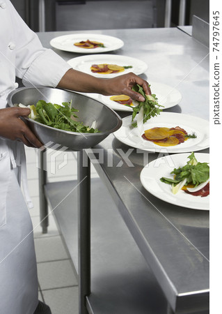Chef Preparing Salad Chef Preparing Salad 74797645