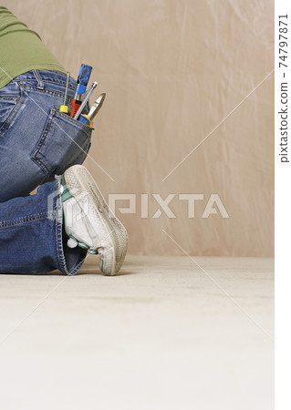 Paintbrush And Hand Tools In Back Denim Jeans Pocket 74797871