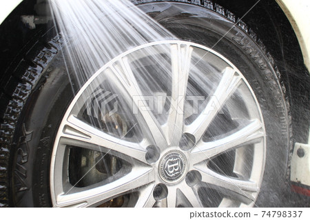 Rinse off any dirt on the tires in the shower 74798337