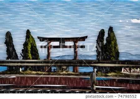 Torii漂浮在琵琶湖 74798552