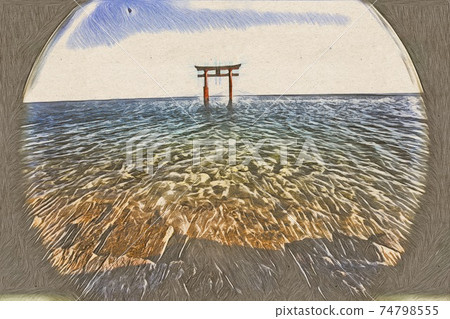 Torii that floats in Lake Biwa Torii that floats in Lake Biwa 74798555