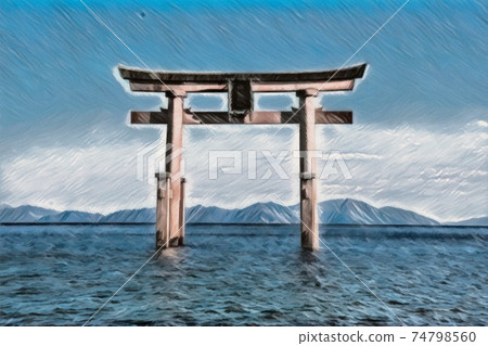 Torii that floats in Lake Biwa 74798560