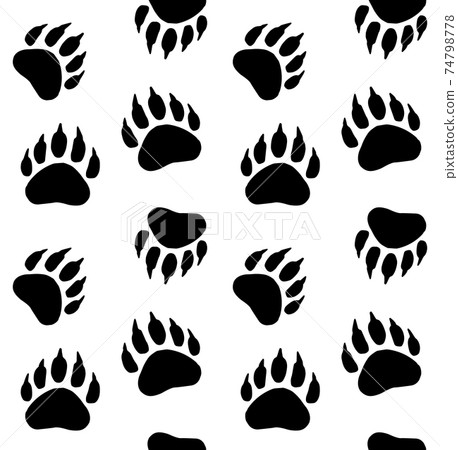 Vector seamless pattern of bear paw footprint 74798778