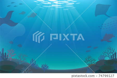 Illustration of coral and fish in the sea 74799127