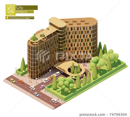 Vector isometric hotel building Vector isometric hotel building 74799304