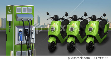 Electric scooters for sharing with charging station 74799366
