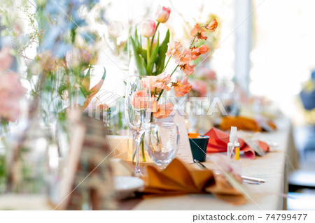 Wedding reception table 74799477