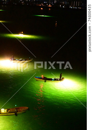 Vertical photo of glass eel fishing fleet Vertical photo of glass eel fishing fleet 74800435