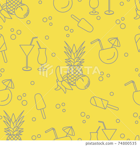 Cocktails, ice cream, pineapple, orange, banana. 74800535