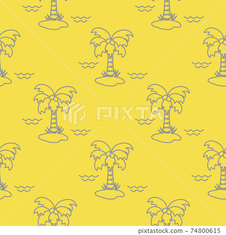 Seamless pattern with palm trees and waves. - Stock Illustration ...