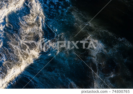 Drone Furutokoro beach aerial view Chiba prefecture Shirahama sky coast beach sand beach beach sea wave cloud tide 74800765