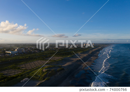 Drone Furutokoro beach aerial view Chiba prefecture Shirahama sky coast beach sand beach beach sea wave cloud tide 74800766