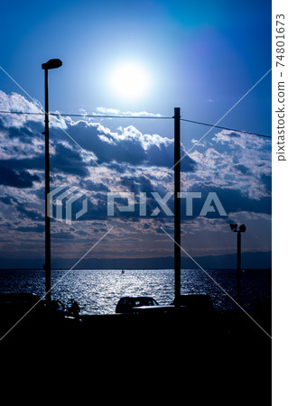 Kanagawa Prefecture Enoden Train Enoshima Early Morning Asahi Sunrise Morning Sunny Sea Summer Surfing Outdoor Shonan Kanagawa Prefecture Enoden Train Enoshima Early Morning Asahi Sunrise Morning Sunny Sea Summer Surfing Outdoor Shonan 74801673