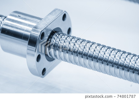 The close-up scene of lead ball screw assembly spare part. The close-up scene of lead ball screw assembly spare part. 74801787