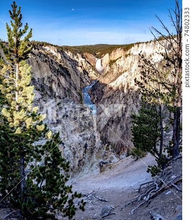 artist point waterfall in yellowstone national park wyoming 74802333