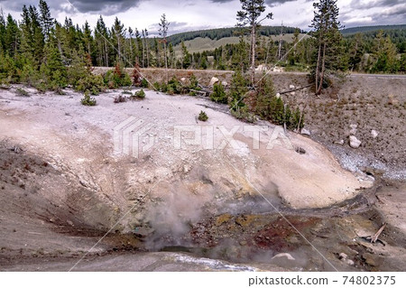 hot spring and geiser in yellowstone national par 74802375