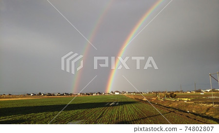 Two rainbows that appeared after the rain 74802807