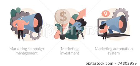 Marketing campaign management abstract concept vector illustrations. 74802959