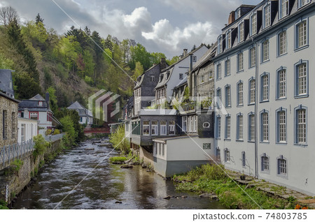 Houses along the Rur river, Monschau, Germany Houses along the Rur river, Monschau, Germany 74803785