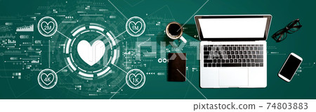 Get more likes concept with a laptop computer 74803883