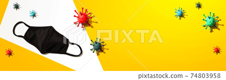 Mask with Covid-19 concept - flat lay 74803958