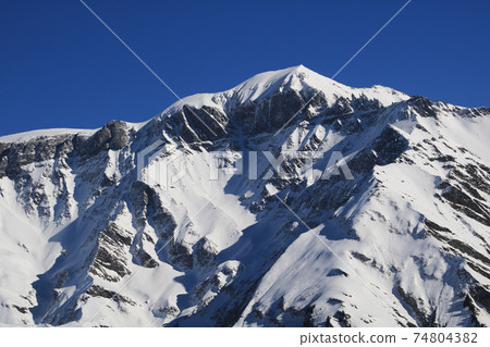 Snow covered Piz Segnas and Piz Sardona. 74804382
