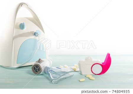 Set of asthma inhaler and medication Set of asthma inhaler and medication 74804935