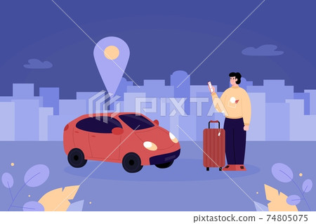 Car sharing service with man using mobile app,... - Stock Illustration  [74805075] - PIXTA