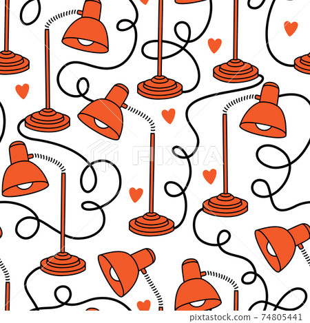 Vector seamless pattern with retro red lamps-插圖素材 [74805441] - PIXTA圖庫