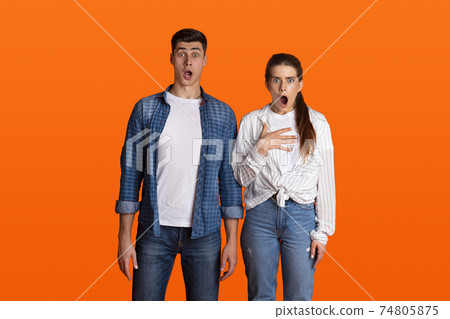 Shock offer, amazing news, advertising and humans emotions Shock offer, amazing news, advertising and humans emotions 74805875